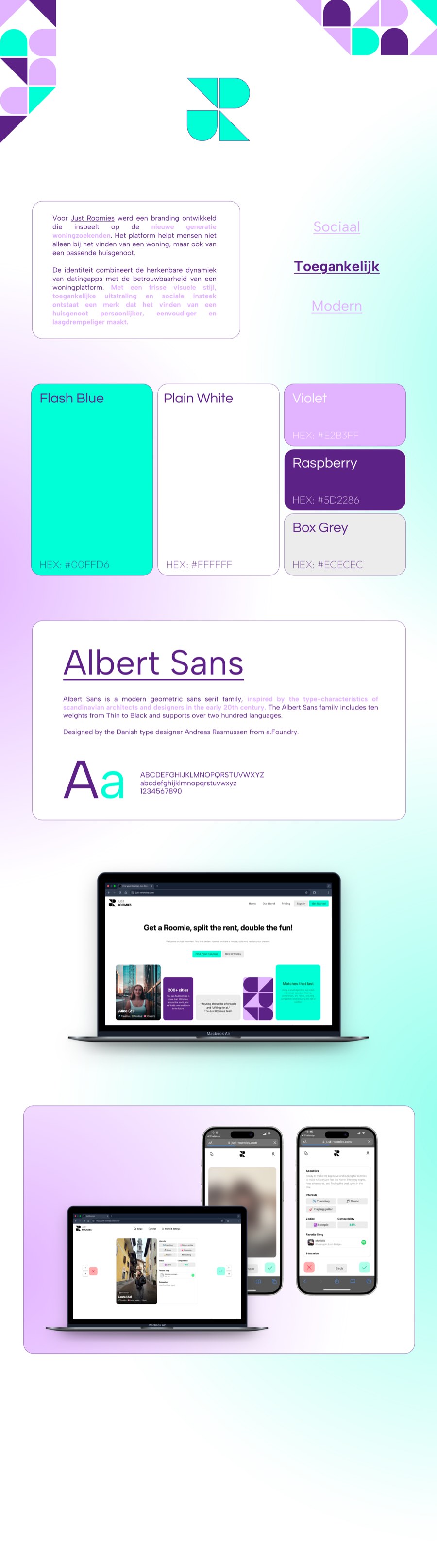 Just Roomies — merkstrategie en web design